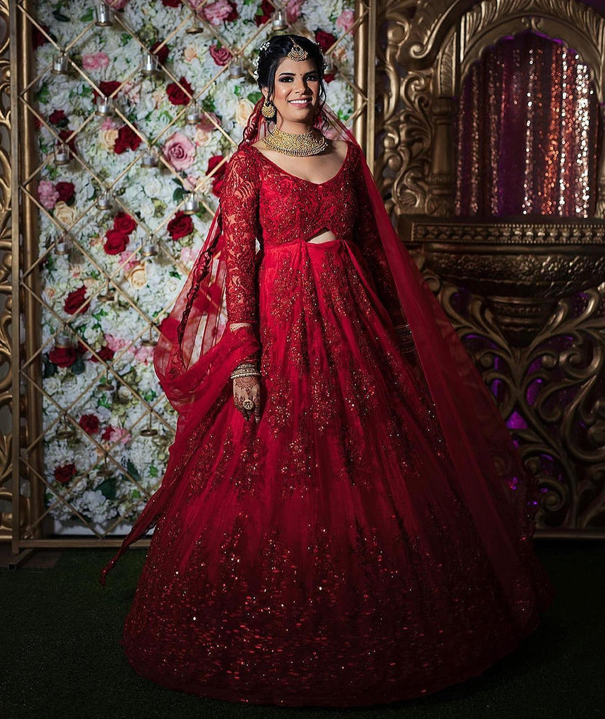 Red gown for sales bride