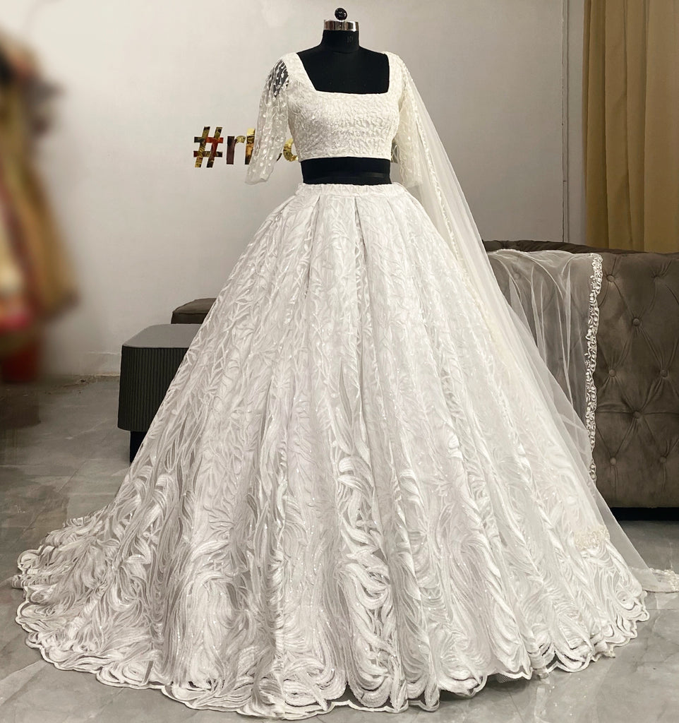 White Structured Lehenga – Ricco India