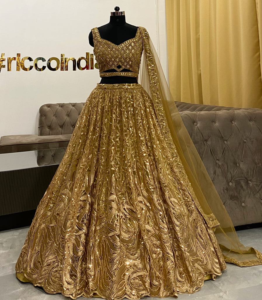 Gold lehengas sale