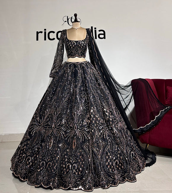 BLACK & GOLD FLARED LEHENGA