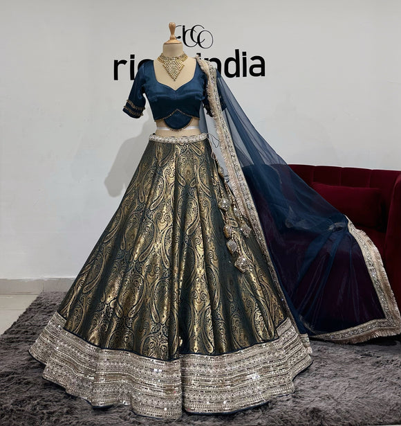 TEAL BLUE BENARSI LEHENGA