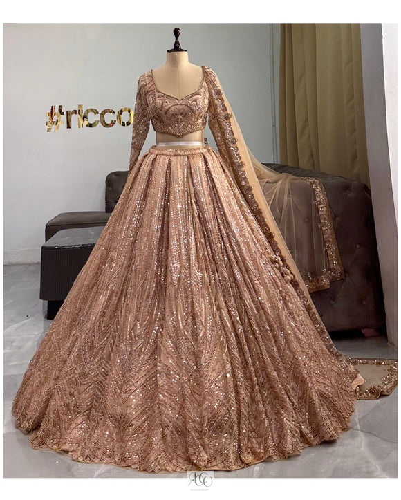 SPARKLING GOLD & COPPER LEHENGA