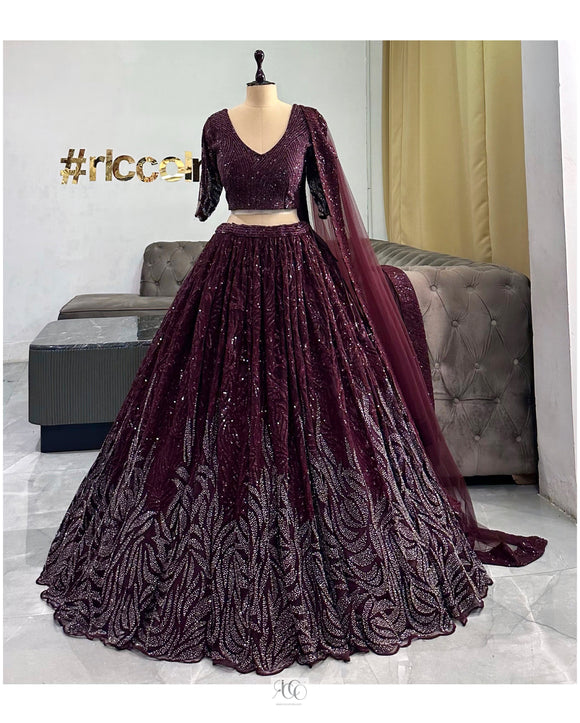 OMBRE EMBROIDERY WINE GOWN