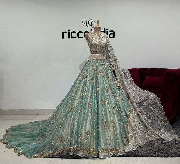 HEAVY HAND-WORK TRAIN LEHENGA