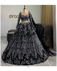 BLACK BRIDAL LEHENGA