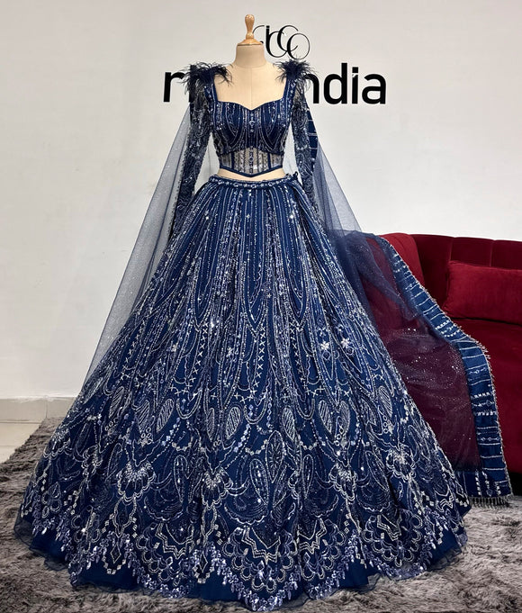 MIDMIGHT BLUE SPARKLING LEHENGA