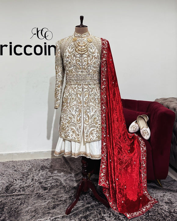 OFF-WHITE HEAVY BEADING SHERWANI