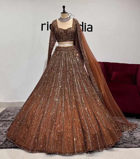 COPPER CRYSTAL LEHENGA