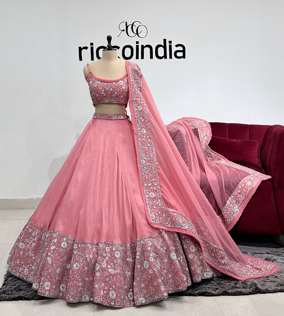 SALMON PINK FALRED LEHENGA