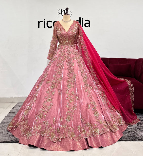 SALMON PINK JACKET LEHENGA