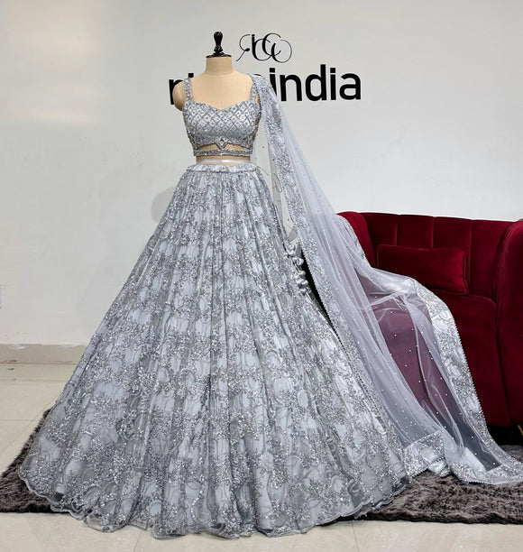 SPARKLING SILVER LEHENGA