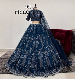 TEAL BLUE FLARED LEHENGA