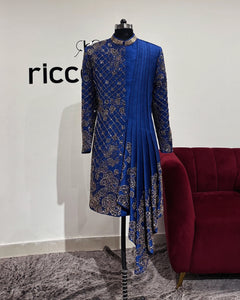 BLUE DRAPPED SHERWANI