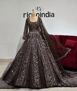 CHOCOLATE BROWN SPARKLING GOWN