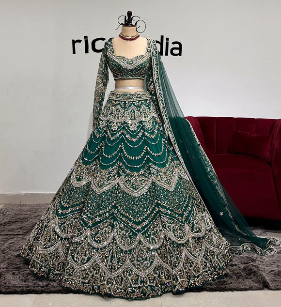 GREEN BEADED LEHENGA