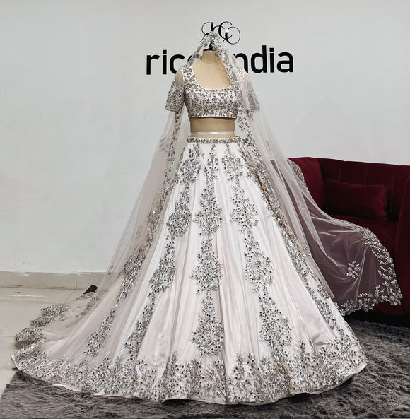 CHAMPAGNE GOLD TRAIN LEHENGA