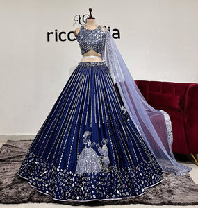 MIRROR WORK LOVE STORY LEHENGA