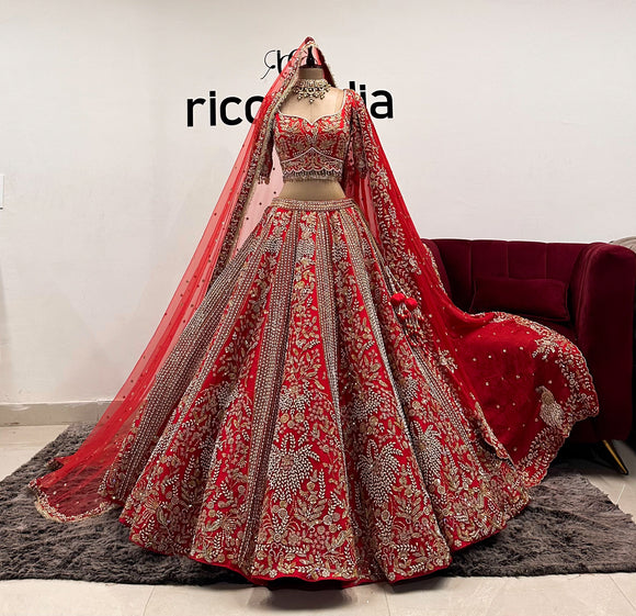 STRUCTED RED BRIDAL LEHENGA