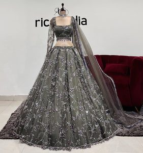 OLIVE GREEN LEHENGA