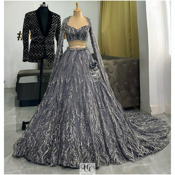 Grey Wedding Lehenga | Bridal Wear | Wedding Outfit