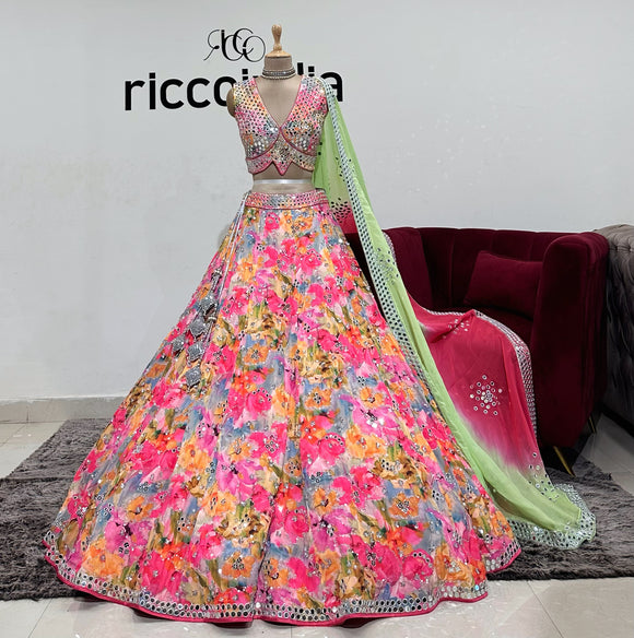 MULTICOLOURED MIRROR LEHENGA