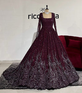 WINE GOWN WITH TRAIN