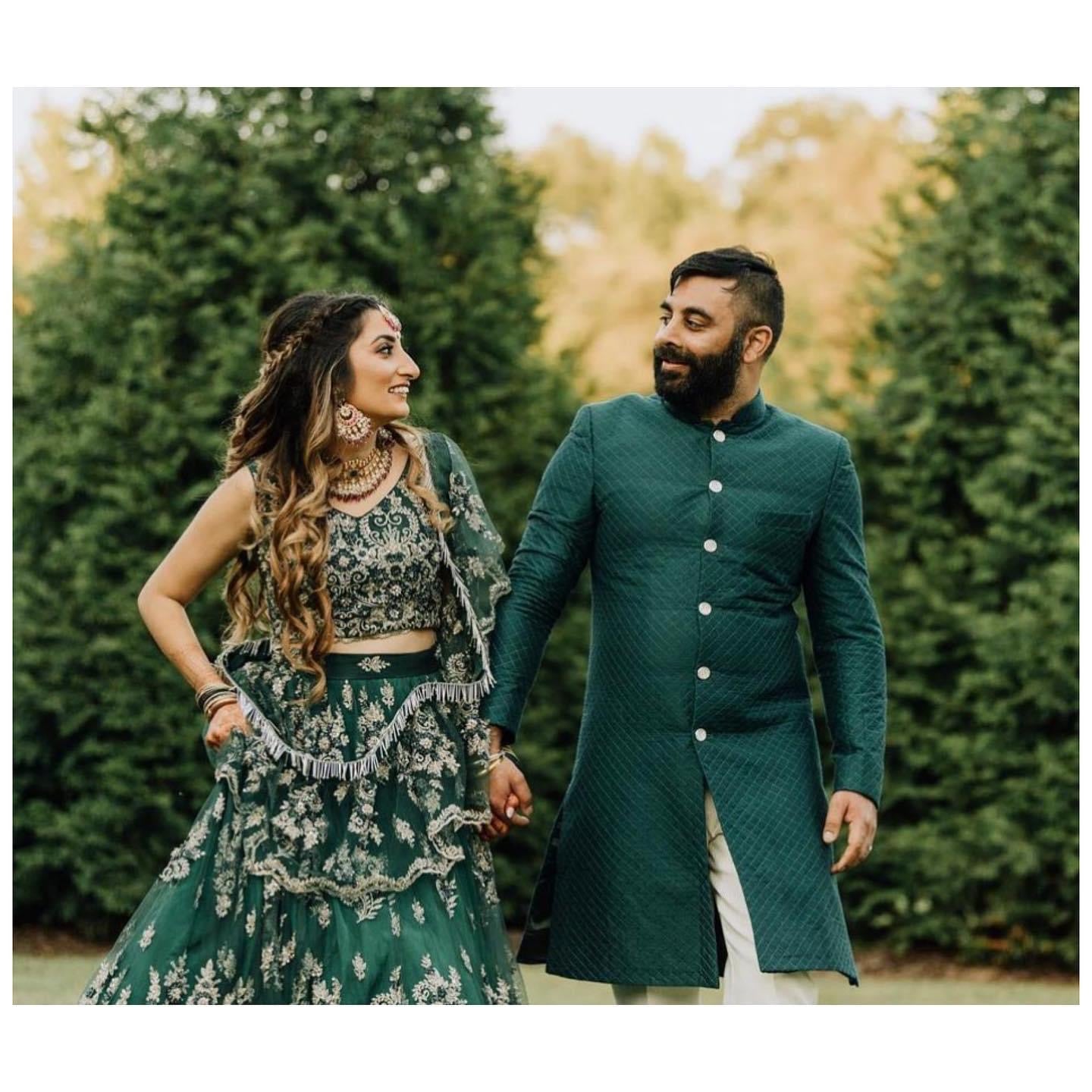 Parvathy Chankramath - This PC BRIDE picked a mint green lehenga and blush  pink crop top for a touch of glam! Lehenga skirt is embellished with  zardozi, cut dana and buttis pattern