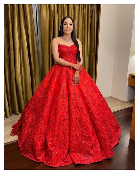 Red ball gown