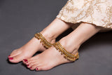 Vintage Gold Multi Layered Anklet With Ghungroos